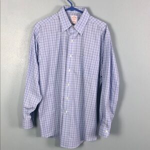 Brooks Brothers dress shirt men’s 15.5–33 Light Blue Checkered Non-iron Supima